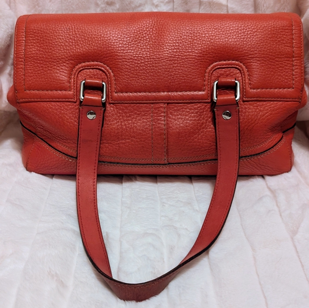 Coach Red Orange Hamilton Turnlock Caryall Shoulder Bag F13091 - Picture 3 of 14